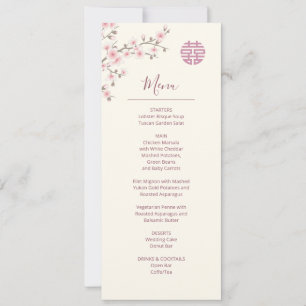 Invitation Menu chinois Mariage Dusty Rose Cherry Blossom