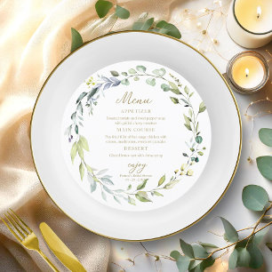 Invitation Menu circulaire de Baby Shower avec eucalyptus mig