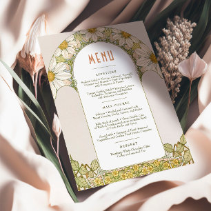 Invitation Menu Daisy Mariage Art Nouveau par Mucha