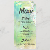 Menu d'aquarelle vert citron