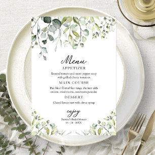 Invitation Menu de Baby Shower avec Jolies Feuillages et Euca