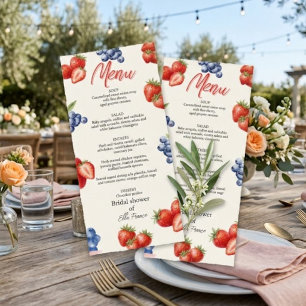 Invitation Menu de Baby Shower Mariage aux Fraises Doux