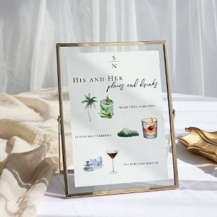 Invitation Menu de boissons de signature de la mariée et du m