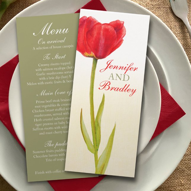 Invitation Menu de dîner de réception de mariage aux tulipes  (Créateur téléchargé)