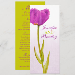 Invitation Menu de dîner de réception de mariage aux tulipes 