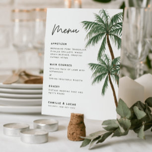 Invitation Menu de mariage aux palmiers minimaliste 