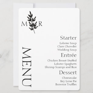 Invitation Menu de mariage avec logo de branche botanique