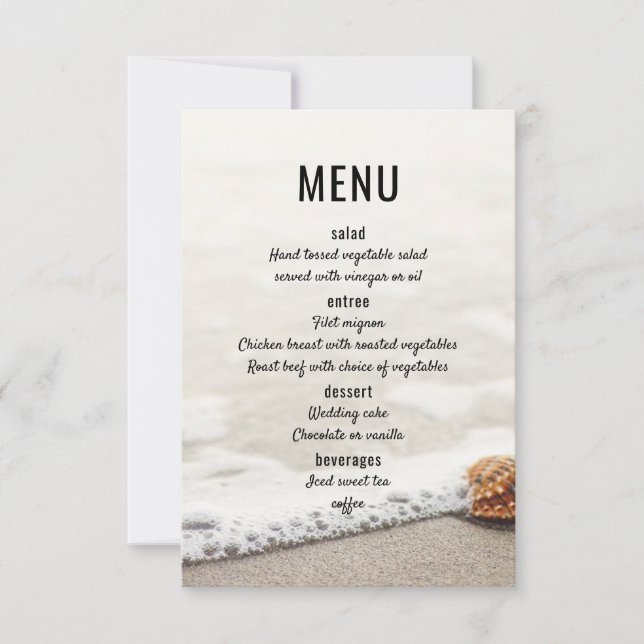 Invitation Menu de mariage Beach Waves (Devant)