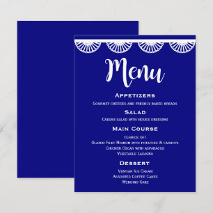 Invitation Menu de mariage bleu marine Broderie anglaise blan