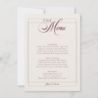 Menu de mariage classique calligraphié en ivoire d
