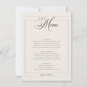 Invitation Menu de mariage classique Choco Brown Ivory Callig