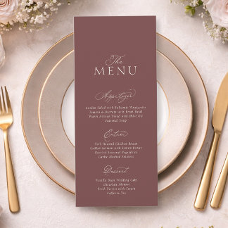 Invitation Menu de mariage élégant à l'écriture mauve rose po