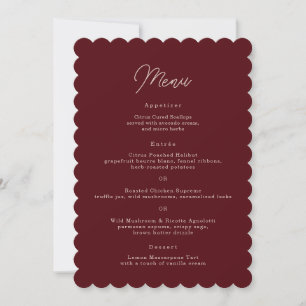 Invitation Menu de mariage en bordure festonnée Burgundy Mood