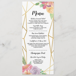 Invitation Menu de mariage en or Cadre rustique Floral