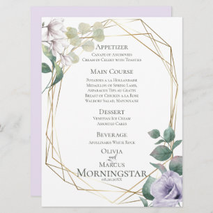 Invitation Menu de mariage Lavender Peony Green Botanical M