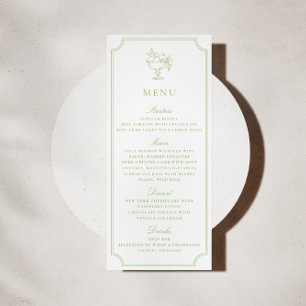 Invitation Menu de mariage moderne avec double cadre vert cit