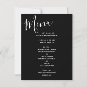Invitation Menu de mariage moderne simple noir et blanc