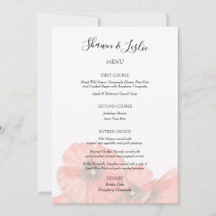 Invitation Menu de réception de mariage à la fleur de pavot