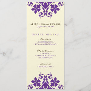 Invitation Menu de Réception de Mariage avec Timbre Décoratif