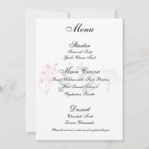 Invitation Menu de réception de mariage bohème aux fleurs sau