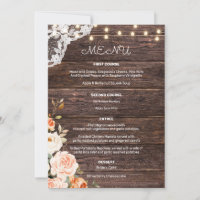 Menu d'entrée floral en dentelle de bois rose et p