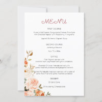 Menu d'entrée floral rose et pêche