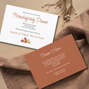 Invitation Menu Dîner Friendsgiving Thanksgiving Foliing