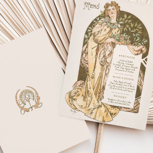 Invitation Menu Dîner Mariage Art Nouveau par Mucha