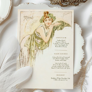 Invitation Menu Dîner Mariage Art Nouveau par Mucha