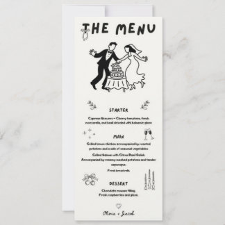Invitation Menu d'invitation – Mariage Intime