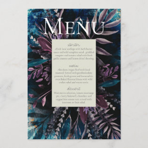 Invitation Menu du bouquet de feuillage bleu