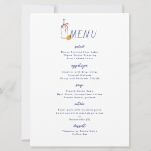 Invitation Menu du dîner au vin blanc citron Al Fresco