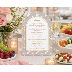 Invitation Menu élégant de Baby Shower avec arche florale en 