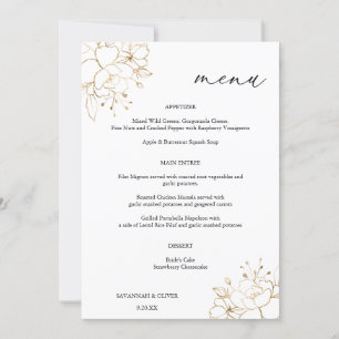 Invitation Menu Floral Gold Linal