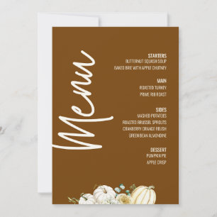Invitation Menu Floral Moderne Dîner Thanksgiving Fall