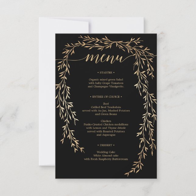 Invitation Menu Glamour Gold Mariage (Devant)
