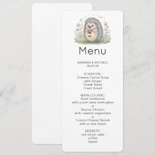 Invitation Menu Hérisson Mignon avec Lanterne