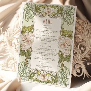Invitation Menu Mariage Art Nouveau Vintage par Mucha Dîner