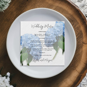 Invitation Menu Mariage Blue Hydrangea Round