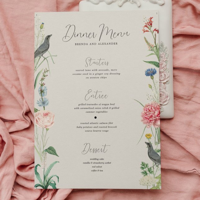 Invitation Menu Mariage de cadre Fleur sauvage Secret Garden (Créateur téléchargé)