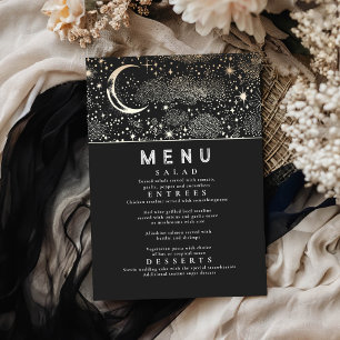 Invitation Menu Mariage de la Lune de nuit étoilée céleste