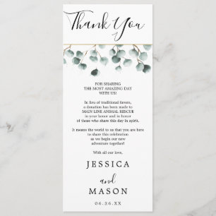 Invitation Menu Mariage Eucalyptus et Merci