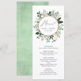 Invitation Menu Mariage Gold de l'aquarelle raffinée