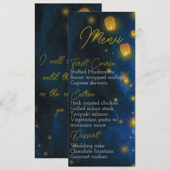 Invitation Menu Mariage Magic Lantern (Devant / Derrière)