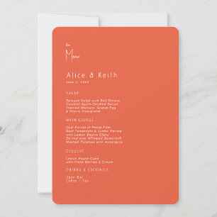 Invitation Menu Mariage moderne Tangerine arrondi