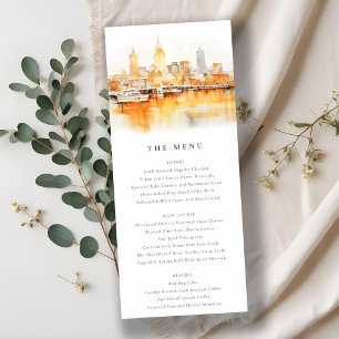 Invitation Menu Mariage Nashville City Skyline Watercolor