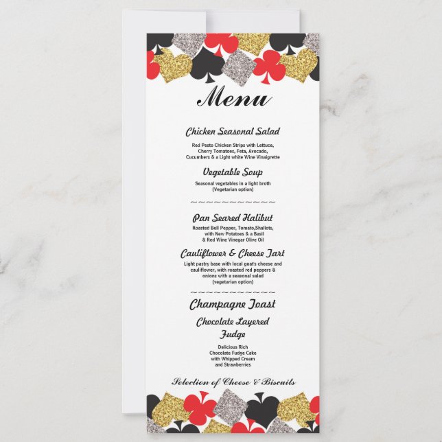 Invitation Menu Mariage Réception Las Vegas Casino Card (Devant)
