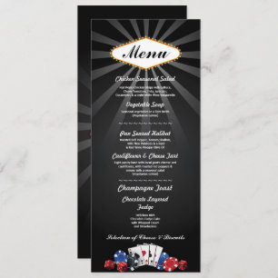 Invitation Menu Mariage Réception Las Vegas Casino Card