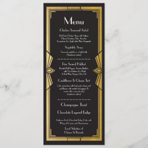 Invitation Menu Mariage Réception Rustique Art Déco des année