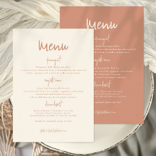 Invitation Menu Mariage réversible rustique à double tonalité